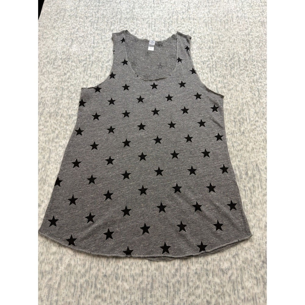 Alternative Apparel Earth Gray Black Star Print Tank Top 1927EA Womens XL‎ NWOT